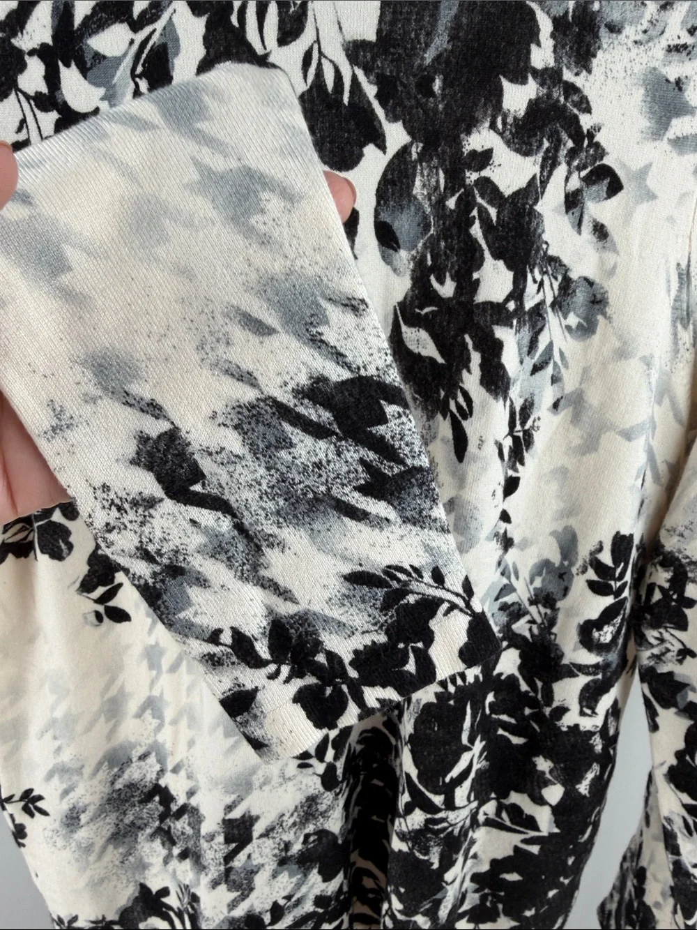 Chico's Black & White Floral Turtleneck Sweater